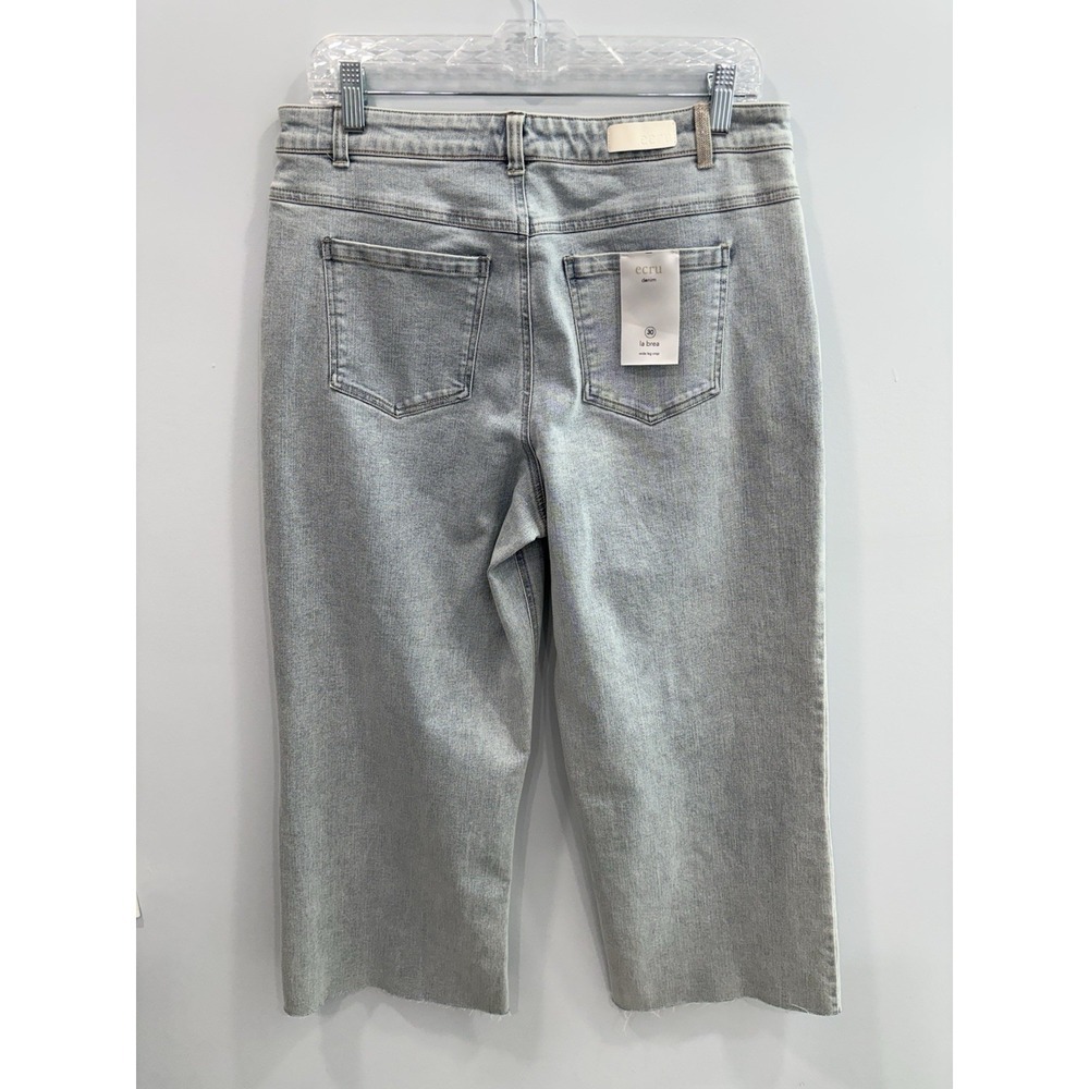 Ecru LaBrea Wide Leg Crop Jeans Size 30 Light Wash Raw Hem NWT - Picture 2 of 11